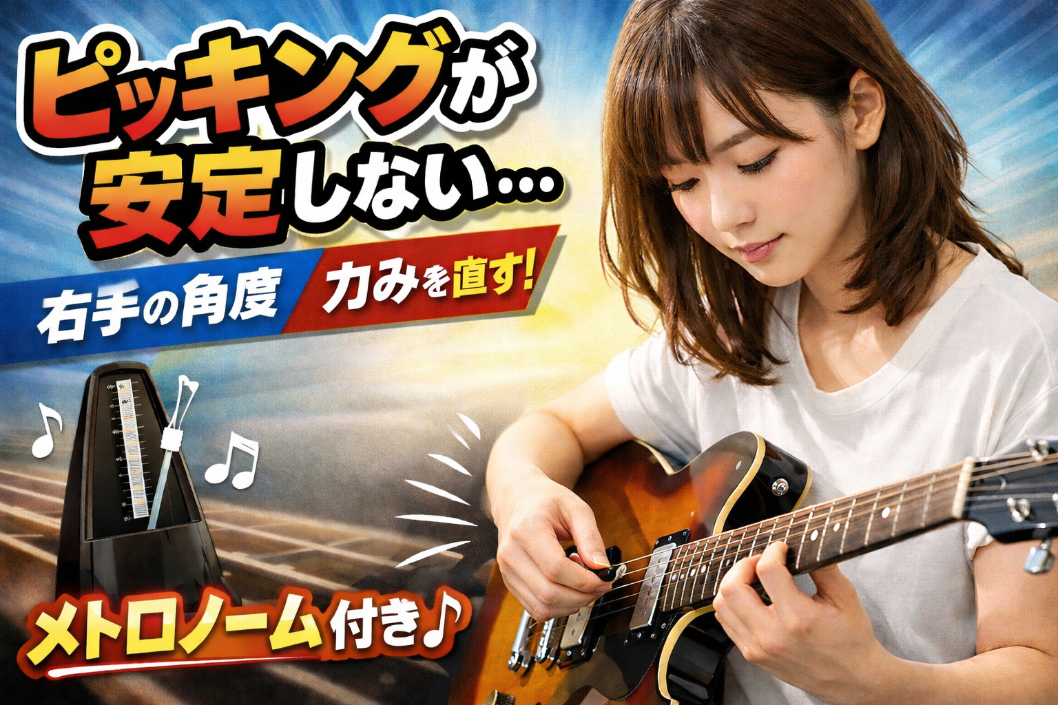 ピッキングが安定しない…｜右手の角度・振り幅・力みを直す練習（メトロノームつき）