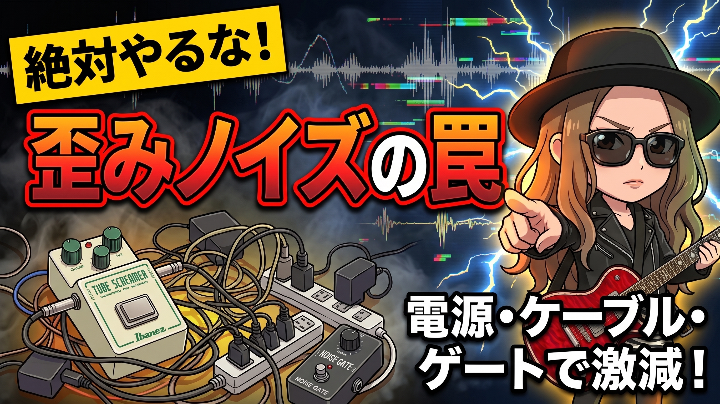 歪ませるとノイズが増える…｜原因と減らし方（電源/ケーブル/ゲート）